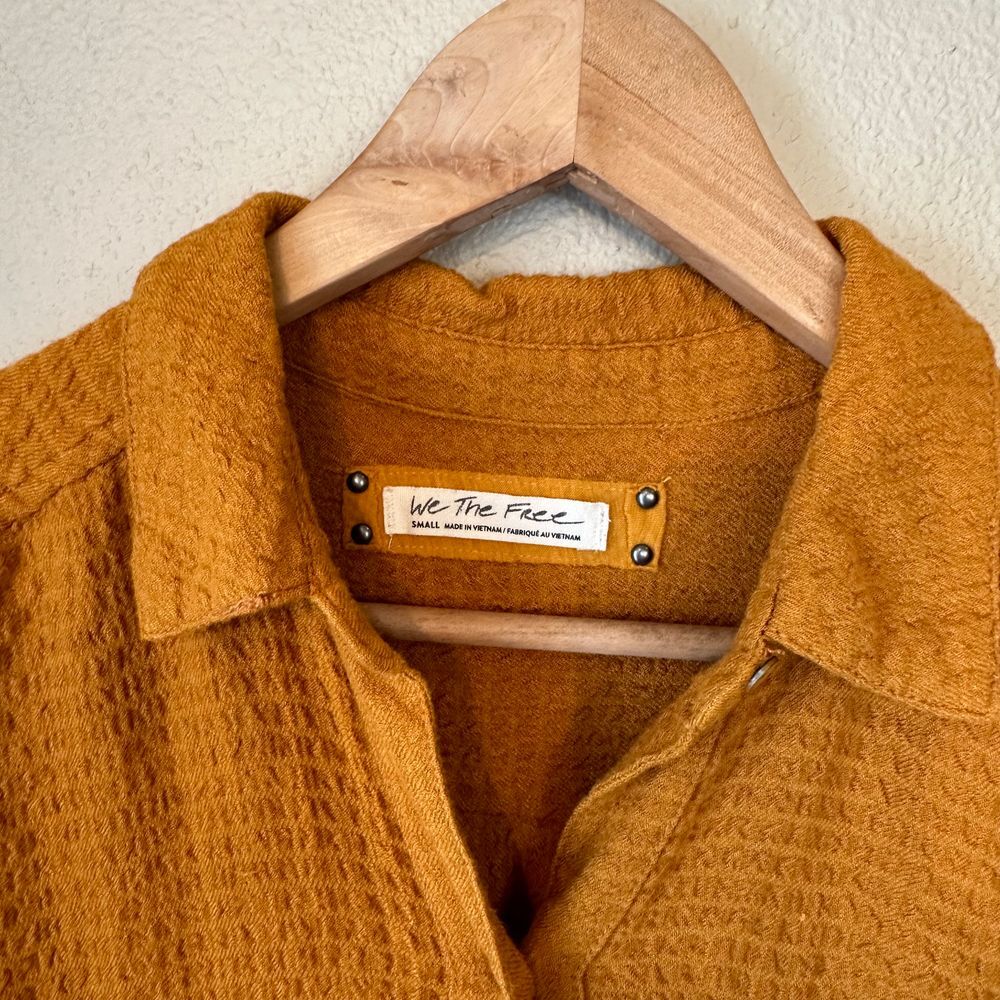Free People Oversized Button-Down Shirt in Mustard - Picture 5 of 12